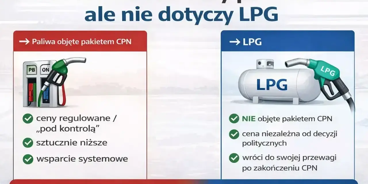 CPN zmienia ceny paliw, ale nie dotyczy to LPG. Cena LPG pozostaje rynkowa, niezależna od politycznych decyzji.