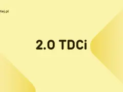 Napis "2.0 TDCi" na żółtym tle z logo JakiOlej.pl.
