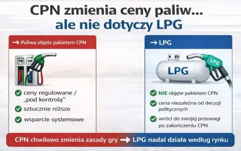 CPN zmienia ceny paliw, ale nie dotyczy to LPG. Cena LPG pozostaje rynkowa, niezależna od politycznych decyzji.