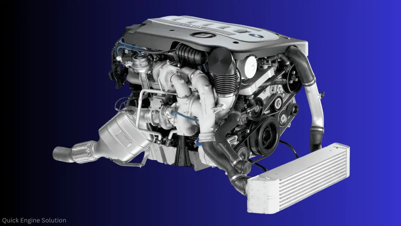 Potężny silnik BMW M57 z podwójnym turbodoładowaniem i intercoolerem, gotowy do montażu.